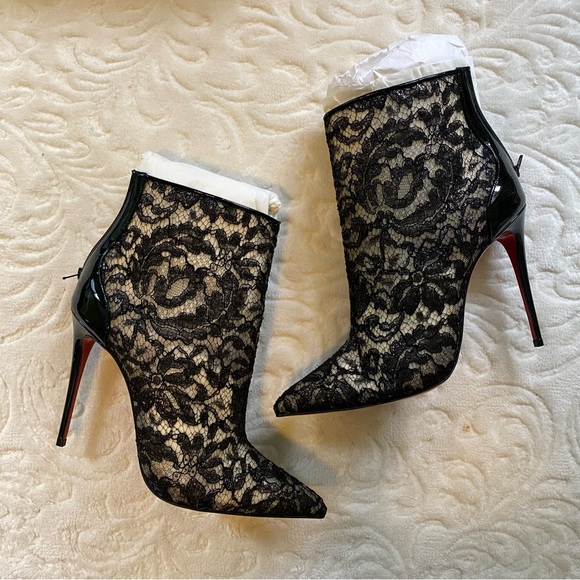 Christian Louboutin Patent Lace Dentelle Psybootie 100 - Picture 2 of 8